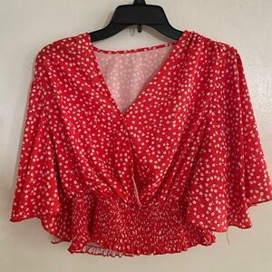 Red Floral Women's Top